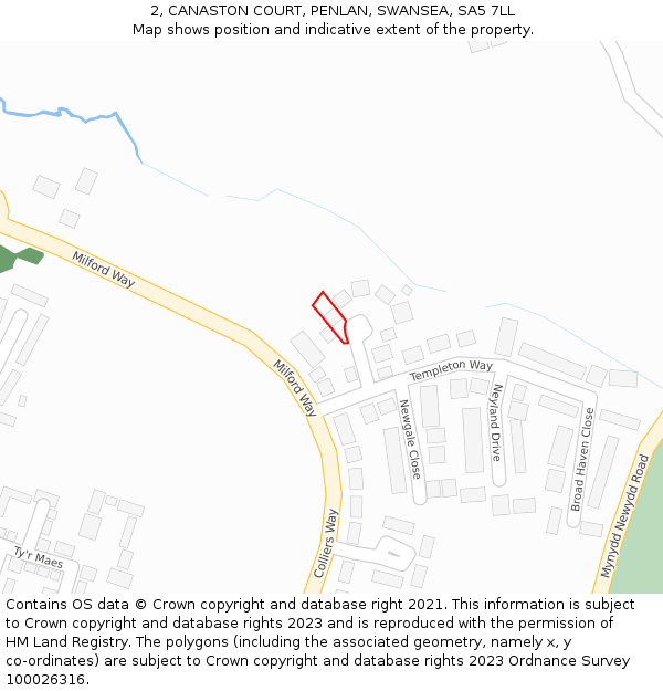 2, CANASTON COURT, PENLAN, SWANSEA, SA5 7LL: Location map and indicative extent of plot