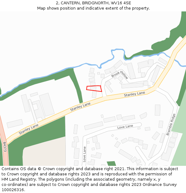 2, CANTERN, BRIDGNORTH, WV16 4SE: Location map and indicative extent of plot