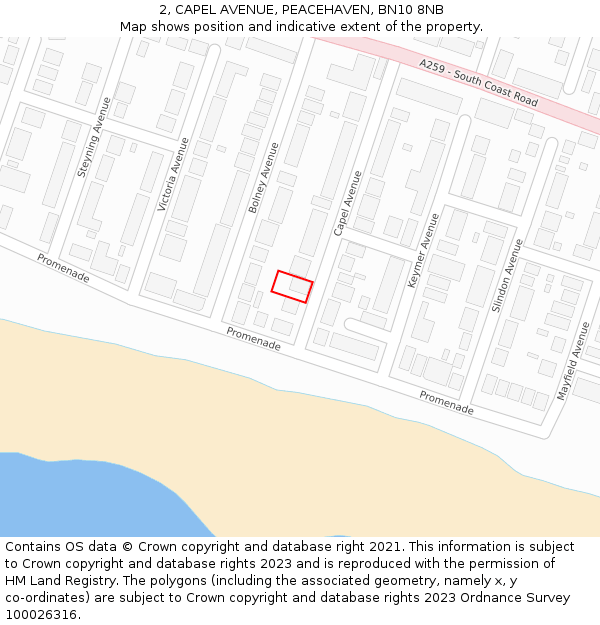 2, CAPEL AVENUE, PEACEHAVEN, BN10 8NB: Location map and indicative extent of plot