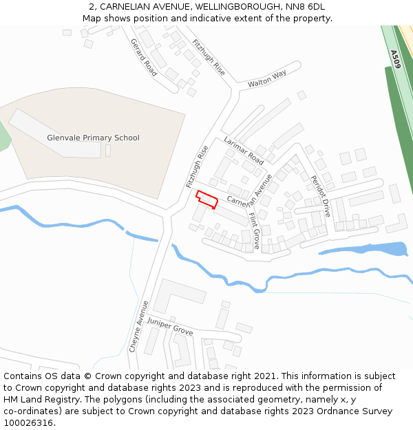 2, CARNELIAN AVENUE, WELLINGBOROUGH, NN8 6DL: Location map and indicative extent of plot