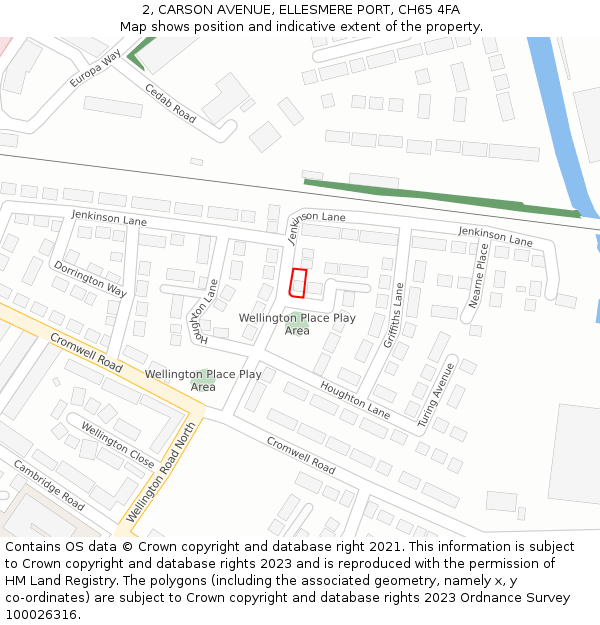 2, CARSON AVENUE, ELLESMERE PORT, CH65 4FA: Location map and indicative extent of plot