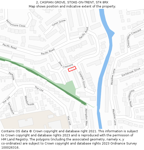 2, CASPIAN GROVE, STOKE-ON-TRENT, ST4 8RX: Location map and indicative extent of plot