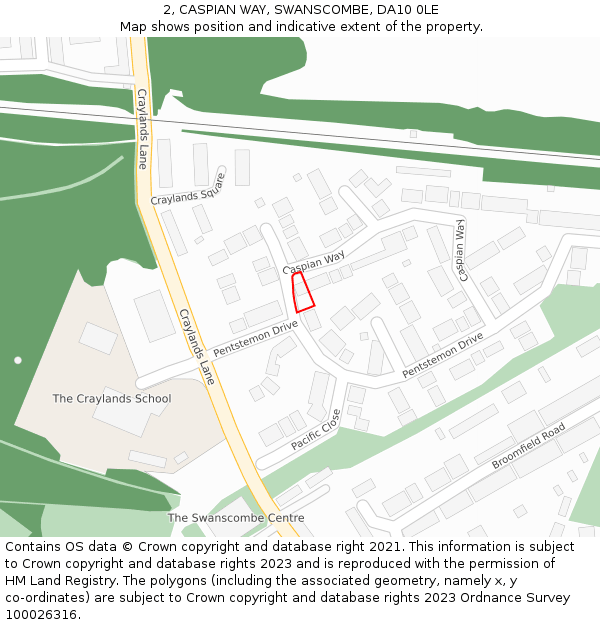 2, CASPIAN WAY, SWANSCOMBE, DA10 0LE: Location map and indicative extent of plot