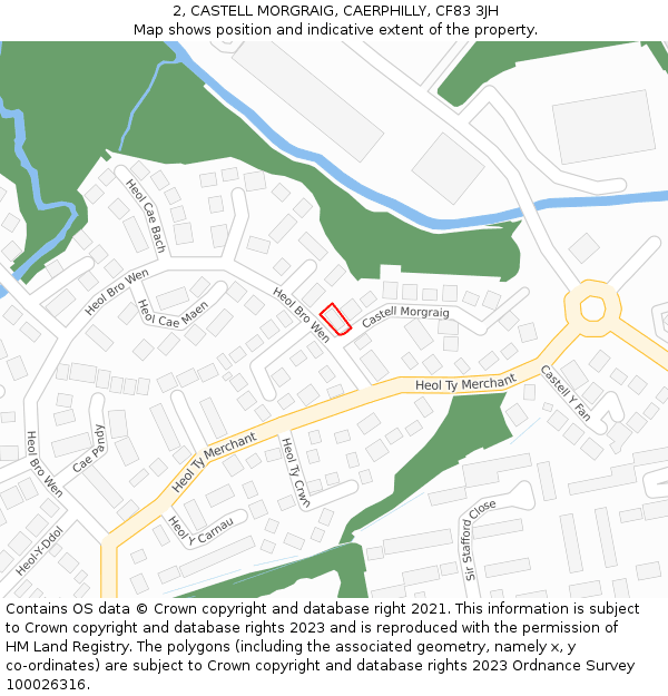 2, CASTELL MORGRAIG, CAERPHILLY, CF83 3JH: Location map and indicative extent of plot
