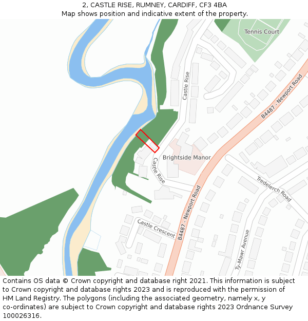 2, CASTLE RISE, RUMNEY, CARDIFF, CF3 4BA: Location map and indicative extent of plot