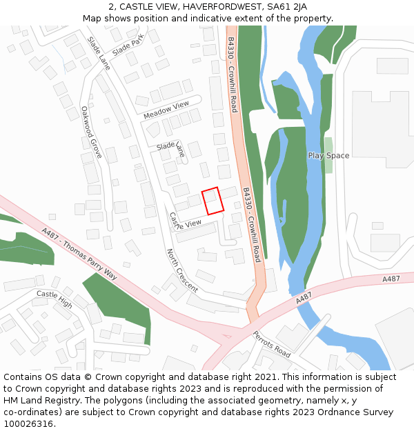 2, CASTLE VIEW, HAVERFORDWEST, SA61 2JA: Location map and indicative extent of plot
