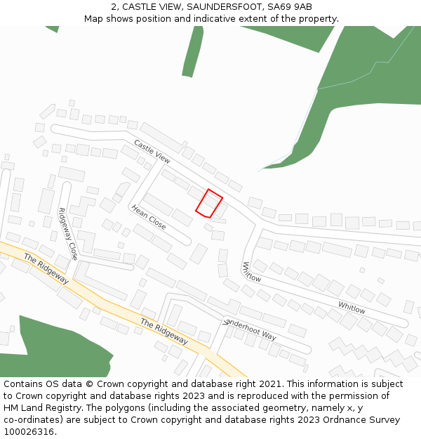 2, CASTLE VIEW, SAUNDERSFOOT, SA69 9AB: Location map and indicative extent of plot