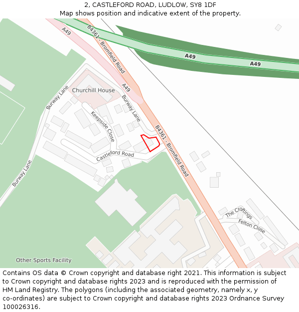 2, CASTLEFORD ROAD, LUDLOW, SY8 1DF: Location map and indicative extent of plot