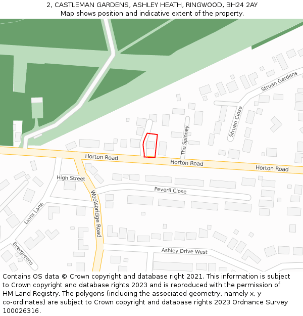 2, CASTLEMAN GARDENS, ASHLEY HEATH, RINGWOOD, BH24 2AY: Location map and indicative extent of plot