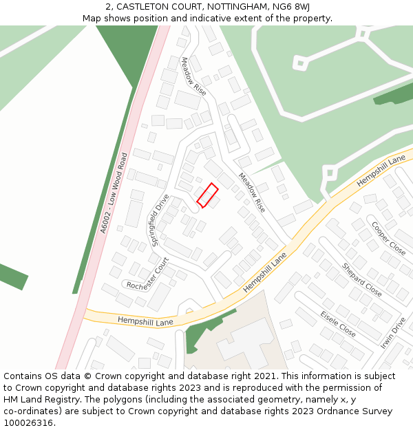 2, CASTLETON COURT, NOTTINGHAM, NG6 8WJ: Location map and indicative extent of plot