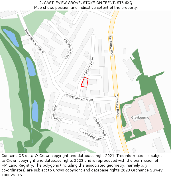 2, CASTLEVIEW GROVE, STOKE-ON-TRENT, ST6 6XQ: Location map and indicative extent of plot