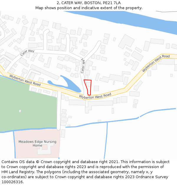 2, CATER WAY, BOSTON, PE21 7LA: Location map and indicative extent of plot