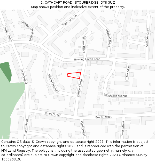 2, CATHCART ROAD, STOURBRIDGE, DY8 3UZ: Location map and indicative extent of plot