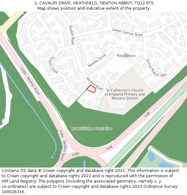 2, CAVALRY DRIVE, HEATHFIELD, NEWTON ABBOT, TQ12 6TS: Location map and indicative extent of plot