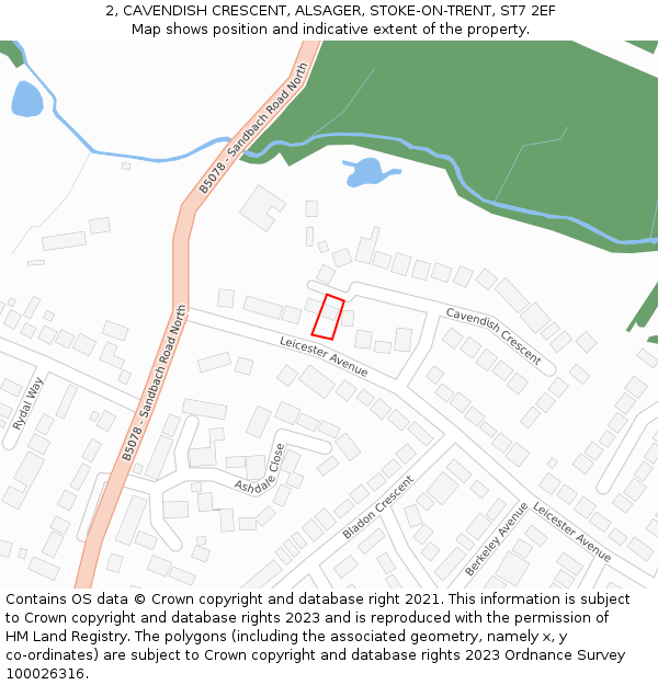 2, CAVENDISH CRESCENT, ALSAGER, STOKE-ON-TRENT, ST7 2EF: Location map and indicative extent of plot