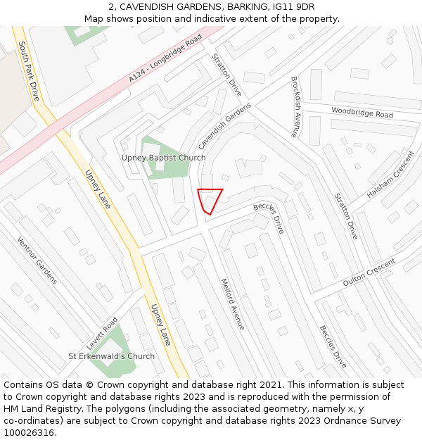 2, CAVENDISH GARDENS, BARKING, IG11 9DR: Location map and indicative extent of plot