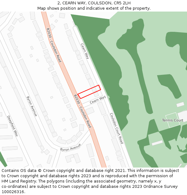 2, CEARN WAY, COULSDON, CR5 2LH: Location map and indicative extent of plot