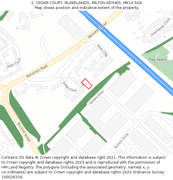 2, CEDAR COURT, BLAKELANDS, MILTON KEYNES, MK14 5GA: Location map and indicative extent of plot