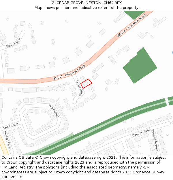 2, CEDAR GROVE, NESTON, CH64 9PX: Location map and indicative extent of plot