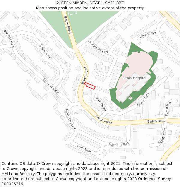 2, CEFN MIAREN, NEATH, SA11 3RZ: Location map and indicative extent of plot