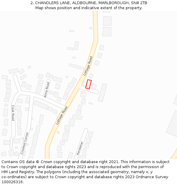 2, CHANDLERS LANE, ALDBOURNE, MARLBOROUGH, SN8 2TB: Location map and indicative extent of plot