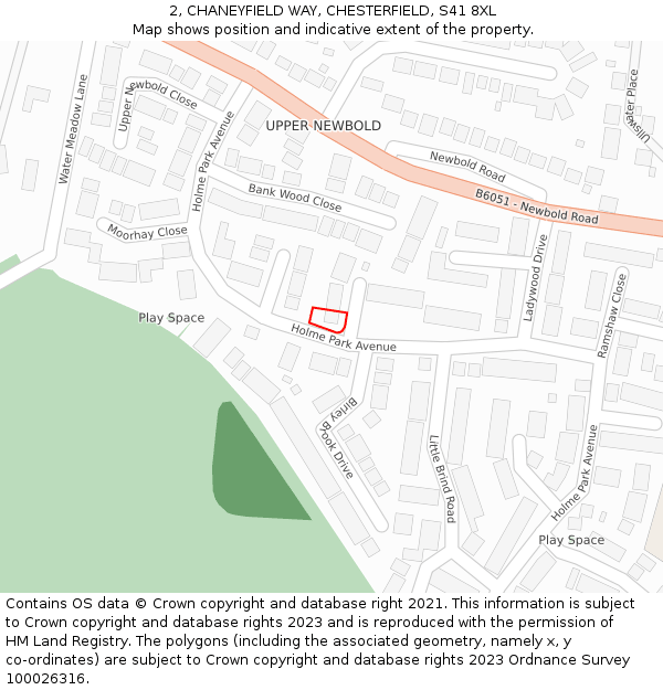 2, CHANEYFIELD WAY, CHESTERFIELD, S41 8XL: Location map and indicative extent of plot