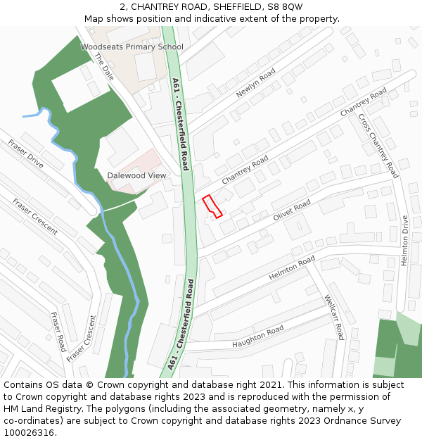 2, CHANTREY ROAD, SHEFFIELD, S8 8QW: Location map and indicative extent of plot