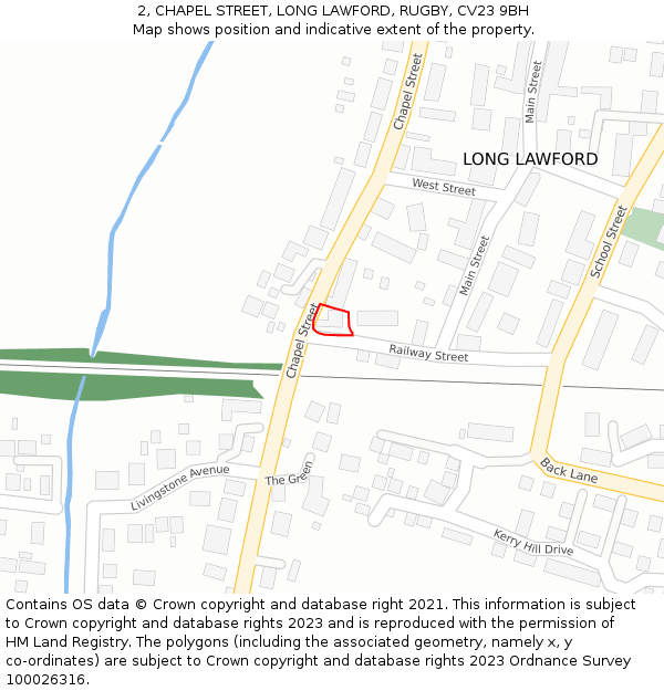 2, CHAPEL STREET, LONG LAWFORD, RUGBY, CV23 9BH: Location map and indicative extent of plot