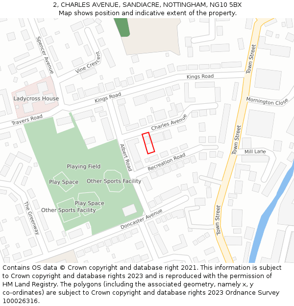 2, CHARLES AVENUE, SANDIACRE, NOTTINGHAM, NG10 5BX: Location map and indicative extent of plot