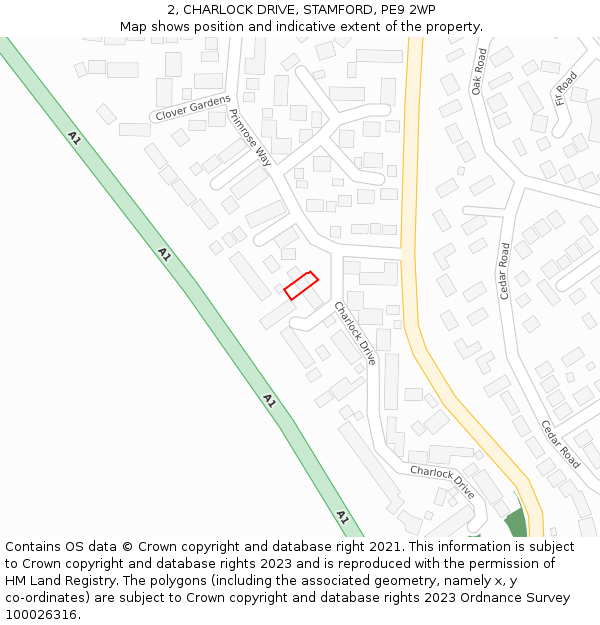 2, CHARLOCK DRIVE, STAMFORD, PE9 2WP: Location map and indicative extent of plot