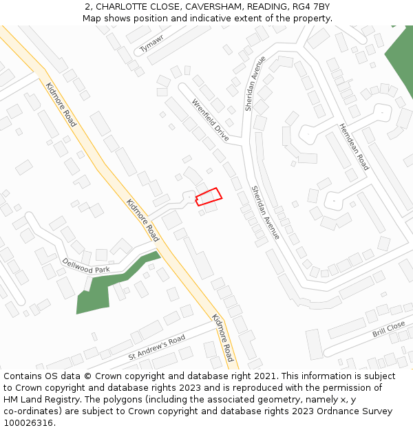 2, CHARLOTTE CLOSE, CAVERSHAM, READING, RG4 7BY: Location map and indicative extent of plot