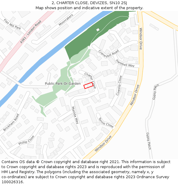 2, CHARTER CLOSE, DEVIZES, SN10 2SJ: Location map and indicative extent of plot