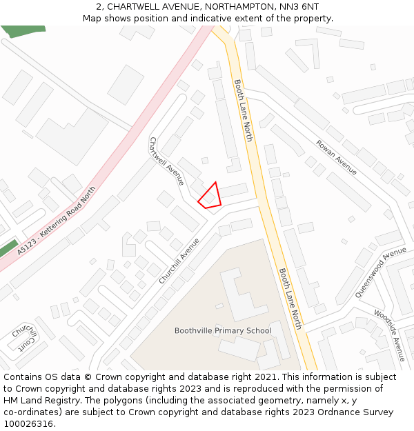 2, CHARTWELL AVENUE, NORTHAMPTON, NN3 6NT: Location map and indicative extent of plot