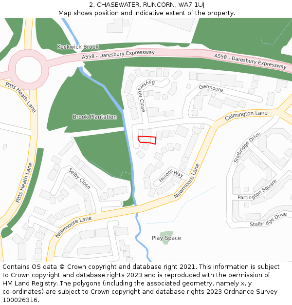 2, CHASEWATER, RUNCORN, WA7 1UJ: Location map and indicative extent of plot