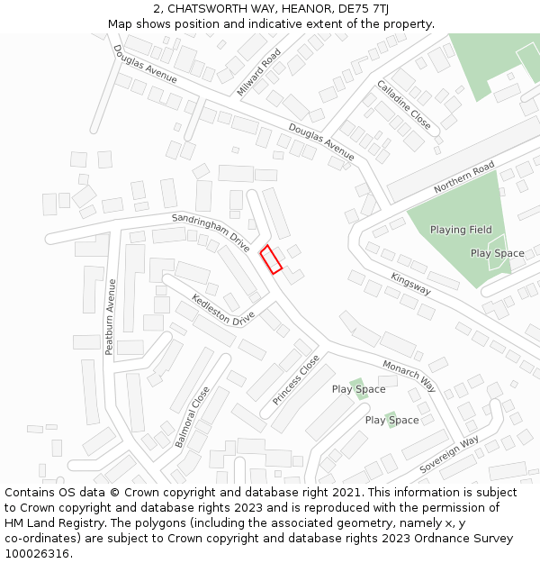 2, CHATSWORTH WAY, HEANOR, DE75 7TJ: Location map and indicative extent of plot