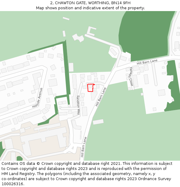 2, CHAWTON GATE, WORTHING, BN14 9FH: Location map and indicative extent of plot
