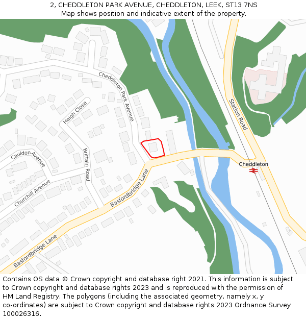 2, CHEDDLETON PARK AVENUE, CHEDDLETON, LEEK, ST13 7NS: Location map and indicative extent of plot