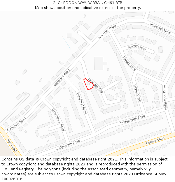 2, CHEDDON WAY, WIRRAL, CH61 8TR: Location map and indicative extent of plot