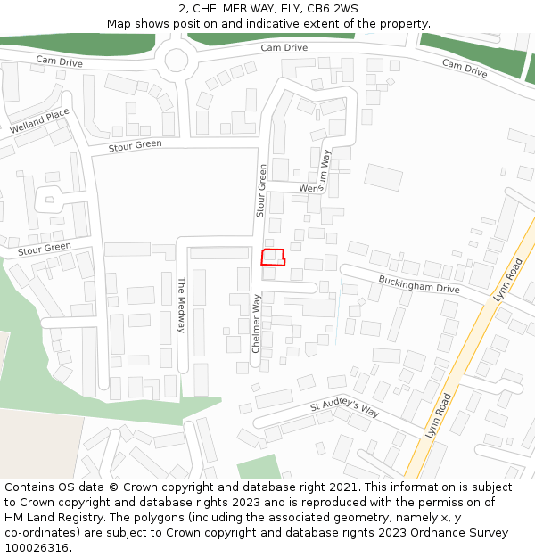 2, CHELMER WAY, ELY, CB6 2WS: Location map and indicative extent of plot