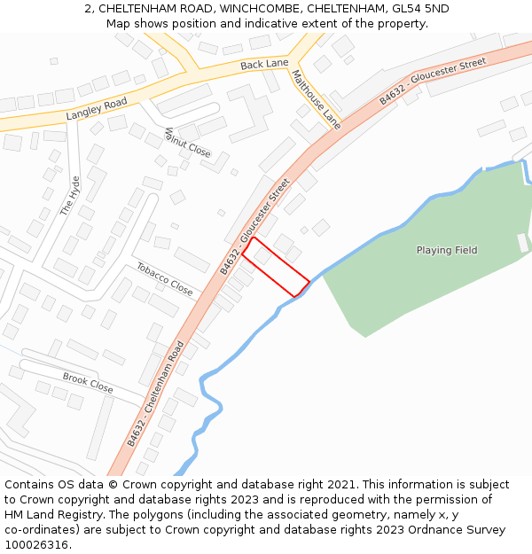 2, CHELTENHAM ROAD, WINCHCOMBE, CHELTENHAM, GL54 5ND: Location map and indicative extent of plot