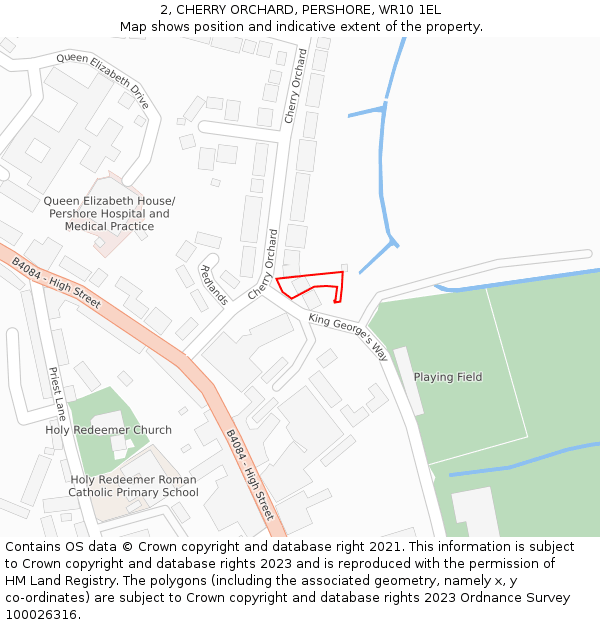 2, CHERRY ORCHARD, PERSHORE, WR10 1EL: Location map and indicative extent of plot