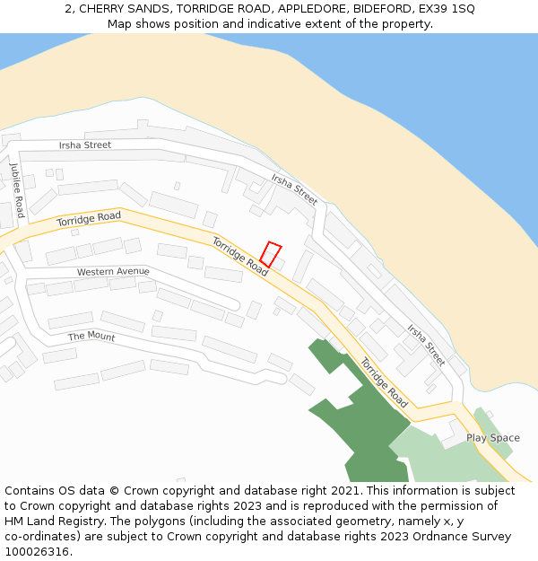 2, CHERRY SANDS, TORRIDGE ROAD, APPLEDORE, BIDEFORD, EX39 1SQ: Location map and indicative extent of plot