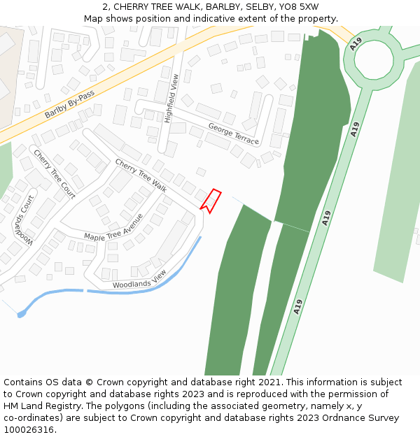 2, CHERRY TREE WALK, BARLBY, SELBY, YO8 5XW: Location map and indicative extent of plot