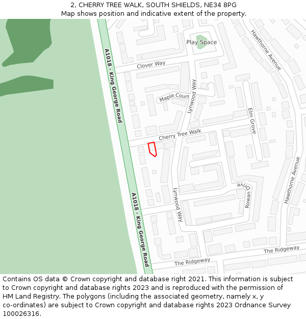 2, CHERRY TREE WALK, SOUTH SHIELDS, NE34 8PG: Location map and indicative extent of plot