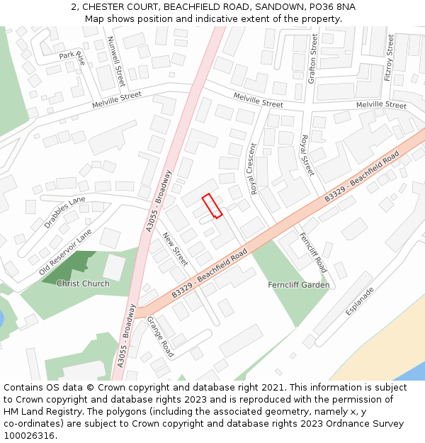 2, CHESTER COURT, BEACHFIELD ROAD, SANDOWN, PO36 8NA: Location map and indicative extent of plot