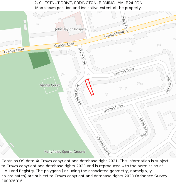 2, CHESTNUT DRIVE, ERDINGTON, BIRMINGHAM, B24 0DN: Location map and indicative extent of plot