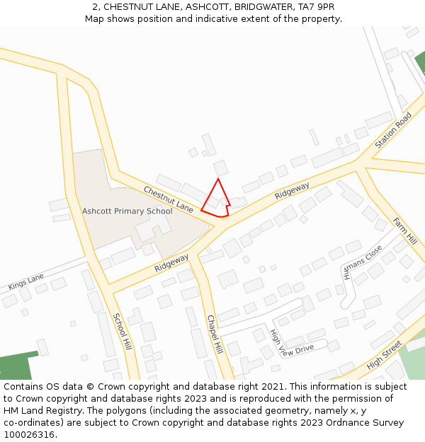 2, CHESTNUT LANE, ASHCOTT, BRIDGWATER, TA7 9PR: Location map and indicative extent of plot