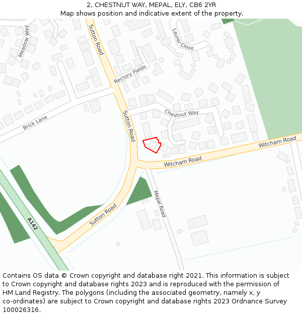 2, CHESTNUT WAY, MEPAL, ELY, CB6 2YR: Location map and indicative extent of plot