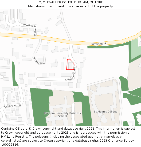 2, CHEVALLIER COURT, DURHAM, DH1 3RF: Location map and indicative extent of plot