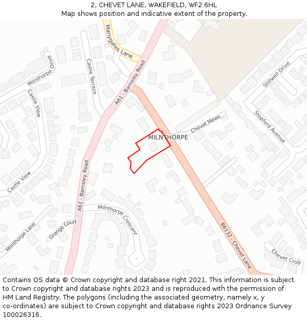 2, CHEVET LANE, WAKEFIELD, WF2 6HL: Location map and indicative extent of plot